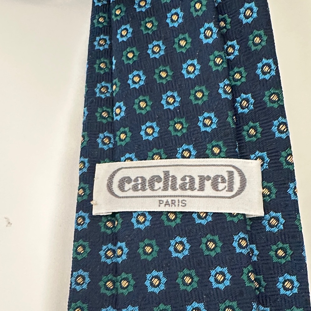 Cacharel Men's Navy Geometric Floral Silk Tie - Blue - Picture 3 of 5